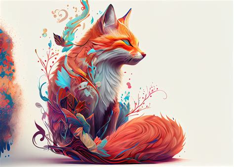 'Colorful drawing cute fox' Poster by Yuliia Mazurkevych | Displate