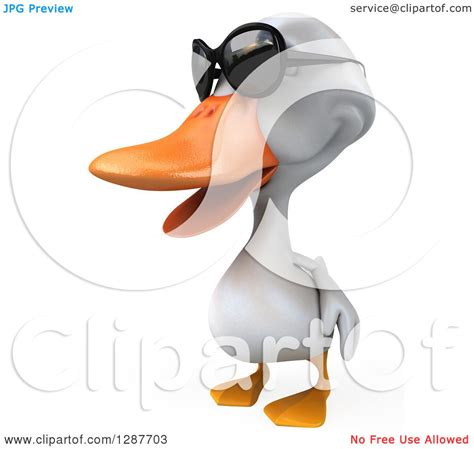 Clipart of a 3d White Duck Wearing Sunglasses and Facing Slightly Left - Royalty Free ...