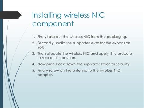 Installation and configuration of Wireless NIC