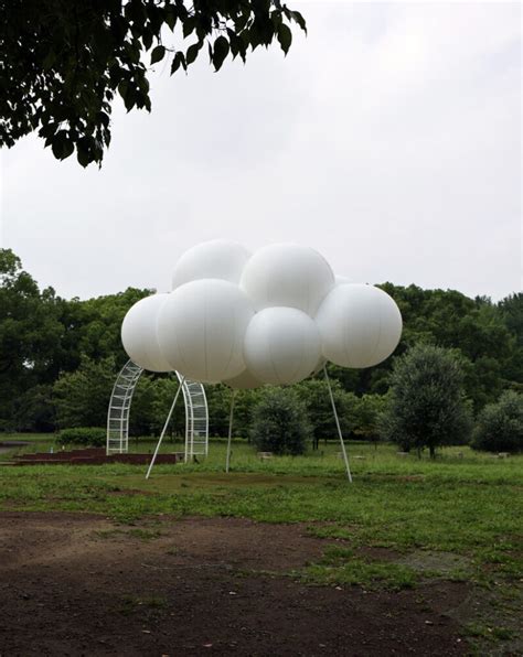 sou fujimoto installs temporary pavilion of fluffy, floating clouds in tokyo