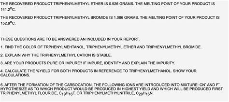 Solved EXPERIMENT 22 REACTIONS OF TRIPHENYLMETHYL | Chegg.com