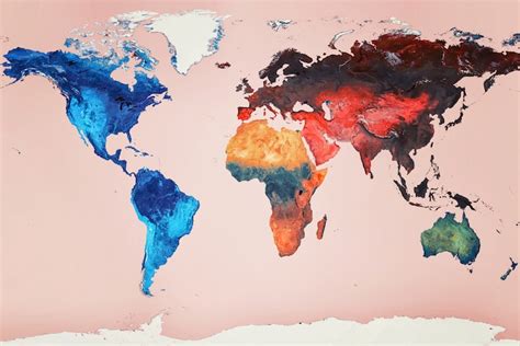 Buy World Colorful Map Wallpaper Online | Happywall