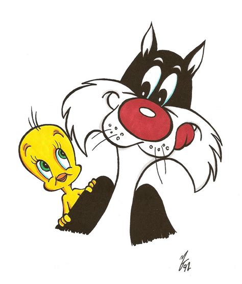 Tweety and Sylvester by zombiegoon on DeviantArt