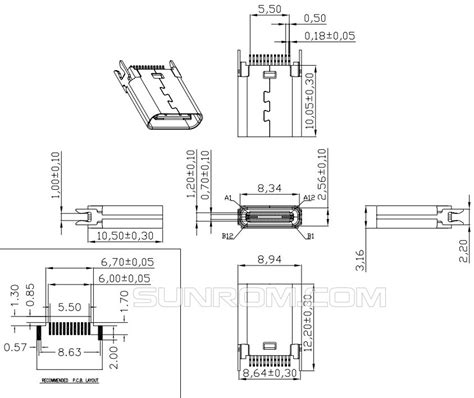 USB Type-C Female Connector [6514] : Sunrom Electronics