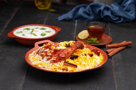 Chicken Mandi Biryani_ Arabian Food_black Background Stock Image ...