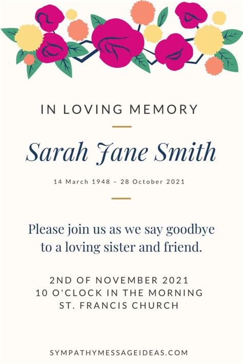 15 Funeral Invitation Wording Examples - Sympathy Message Ideas