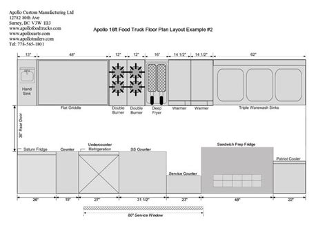 16ft Food Truck Floor Plan Example #2 | Food truck, Food truck manufacturers, Custom food trucks