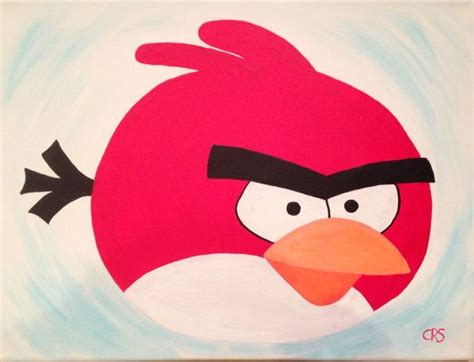 Red Bird Angry Bird Canvas painting 12x16. Original Boy or Girl Room Wall Art, Decor on Etsy ...