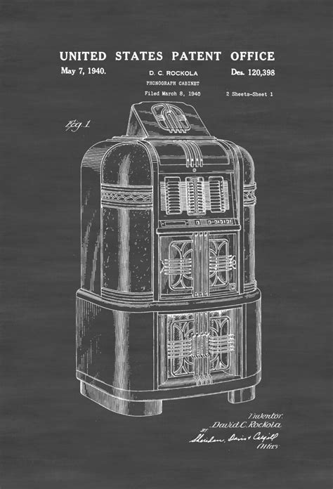 Jukebox Patent Patent Print Wall Decor Jukebox Poster | Etsy