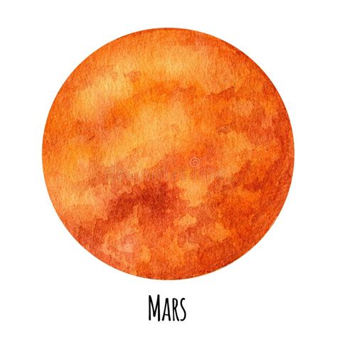 Mars Planet of the Solar System Watercolor Isolated Illustration on ...