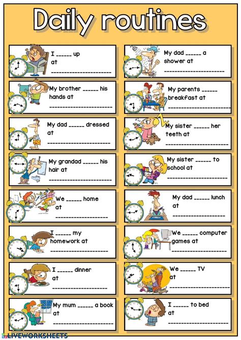 Worksheet De Rutinas Diarias En Ingles Actividades Diarias O