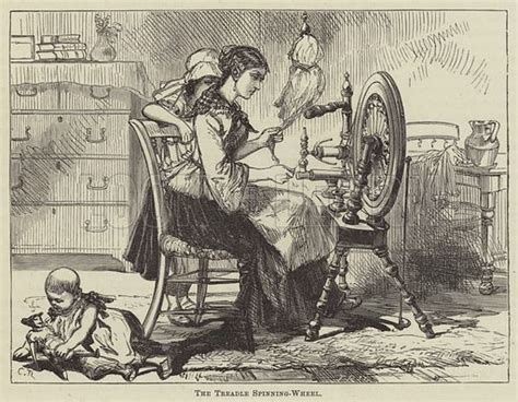 The Treadle Spinning-Wheel stock image | Look and Learn