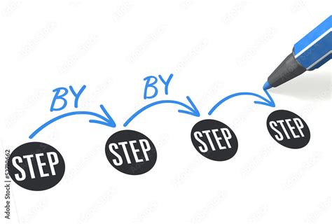 Stock-illustrationen Stift- & Schriftserie: STEP BY STEP, blau | Adobe ...