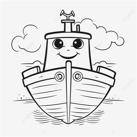 Dibujo De Lindo Pequeño Bote Para Colorear Página Esbozo Vector PNG ,dibujos Dibujo De Barco ...