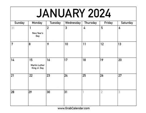 National Day Calendar January 2024