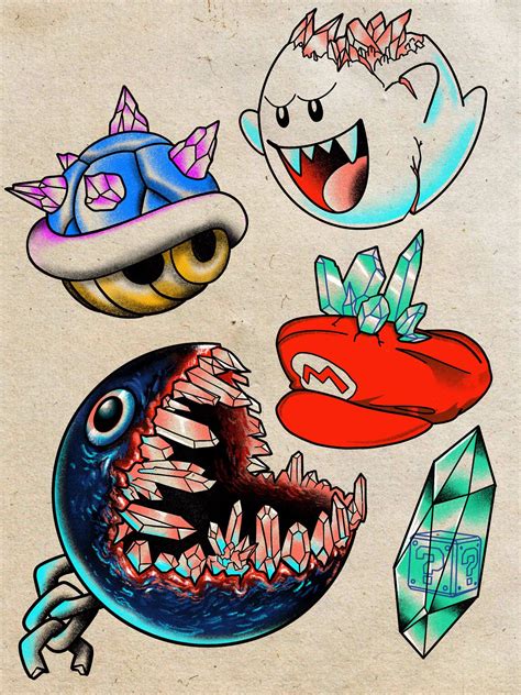 Super Mario crystal designs I put together! Probably gonna make the chomp into a sticker- check ...