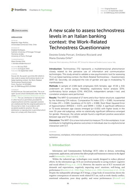 (PDF) A new scale to assess technostress levels in an Italian banking context: the Work-Related ...