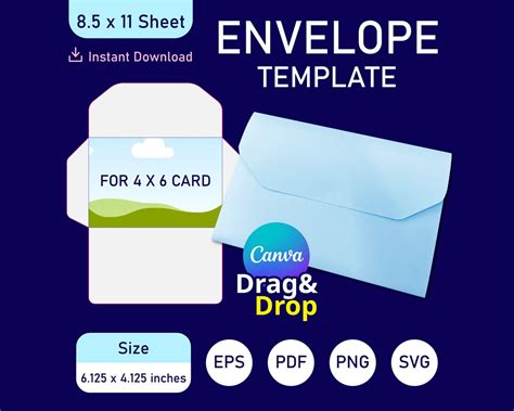 Envelope Template, 6x4 Envelope Template, Envelope Packaging, Envelope SVG Template, Envelope ...