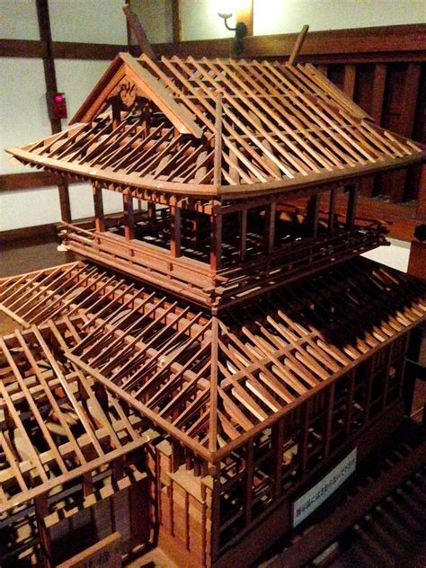 Traditional Building Style of Japanese Castles. A model of the reconstructed Ninomaru Main ...