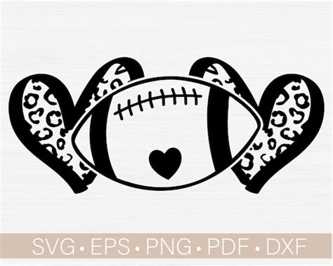 Football Svgfootball Leopard Heart Svg Cut File Football | Etsy