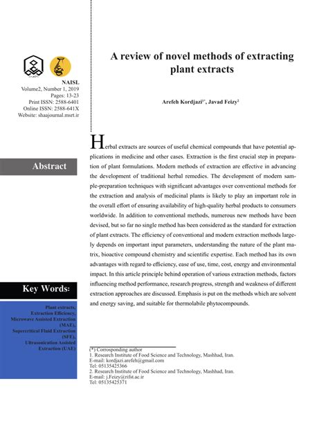 (PDF) A review of novel methods of extracting plant extracts