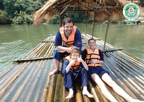 Bamboo Raft, Jumping & Sailing on the River Kwai, Thailand