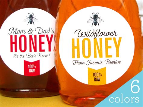 Custom Colorful HONEY Labels print with YOUR backyard beekeeper text ...