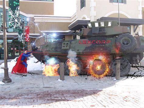 Superman vs. the Lexcorp Tank Comic Conventions, Photo Manipulation, Superman, Fireplace ...