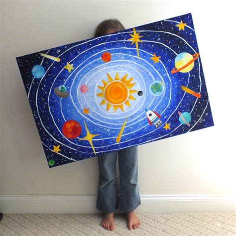 Childrens Wall Art SOLAR SYSTEM No.5 36x24 acrylic space