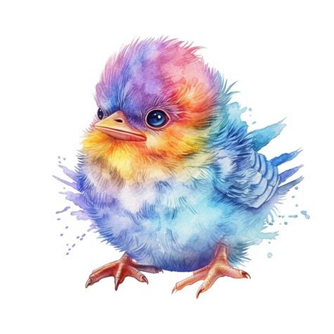 colorful Cute baby Bird, watercolor styles, ClipArt for Nursery ...