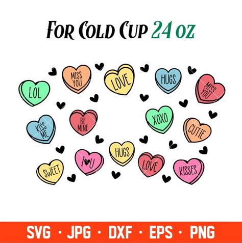 Valentine Candy Heart Full Wrap Svg, Starbucks Svg, Coffee R - Inspire Uplift