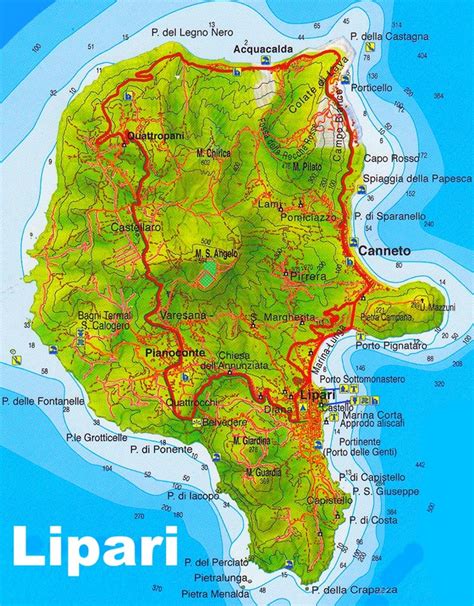 Lipari tourist map - Ontheworldmap.com