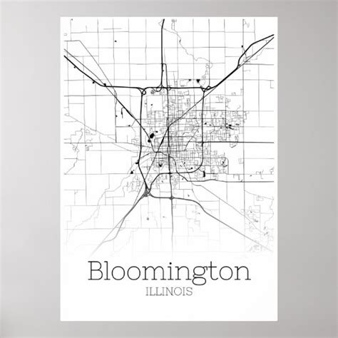 Bloomington Map - Illinois - City Map Poster | Zazzle.ca