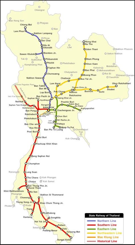 Reseau Train Thailande | Thailand map, Thailand travel, Train map