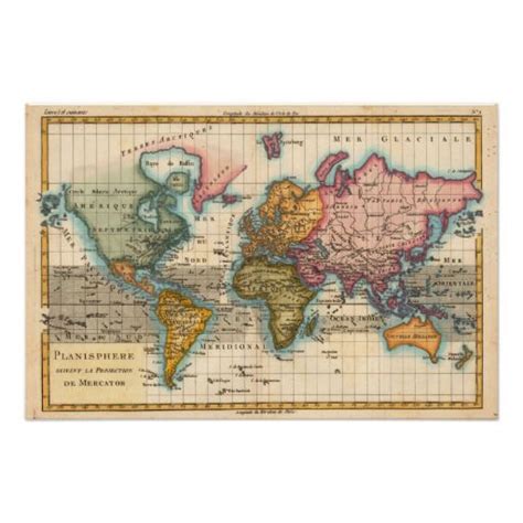 Vintage World Map Poster | Zazzle | Vintage world map poster, World map ...