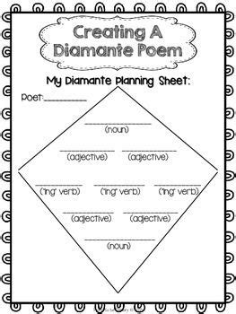 FREE Diamante Poetry Writing Activities - Poetry Month Lesson | Writing poetry, Teaching poetry ...