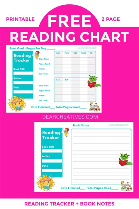 Reading Chart -Printables Plus Editable PDF Versions Dear Creatives