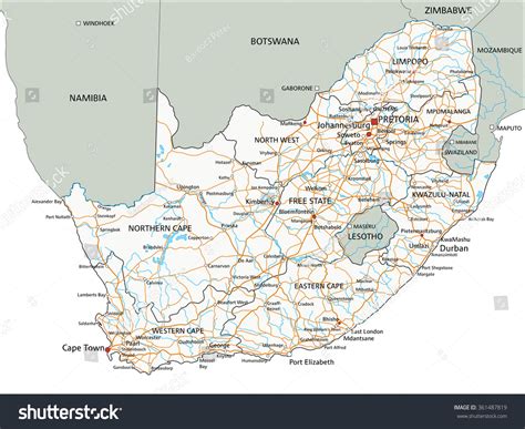 High Detailed South Africa Road Map: vector de stock (libre de regalías) 361487819