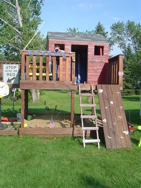 Kids fort, swing set, climbing rocks, ladder, slide | Fort | Pinterest | Sandbox, Ladder and ...