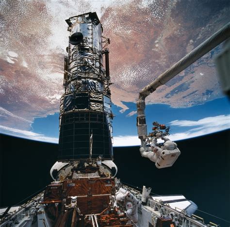 "This photograph of NASA's Hubble Space Telescope was taken during the ...