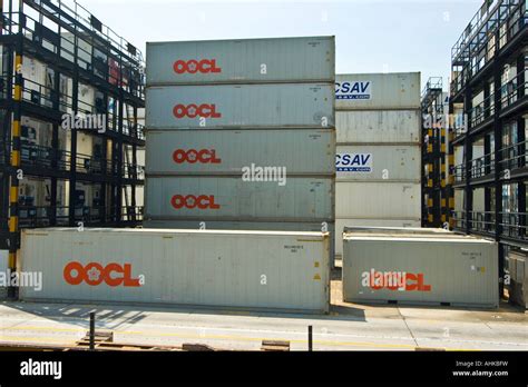 OOCL Shipping Containers Modern Terminals Hong Kong Docks Stock Photo ...