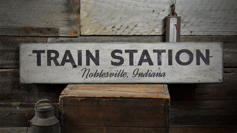 Train Station Wood Sign Personalized Railroad Location City | Etsy