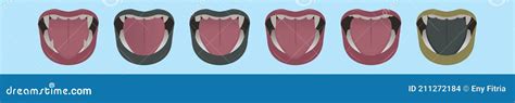 Set of Dracula Teeth Cartoon Icon Design Template with Various Models ...