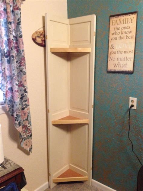 DIY Corner Shelf from Old Trifold Door