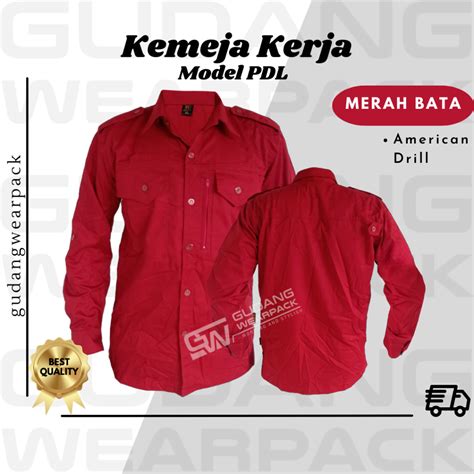 Jual Gudang Wearpack - Kemeja PDL Baju Dinas Lapangan Warna Merah Bata | Shopee Indonesia