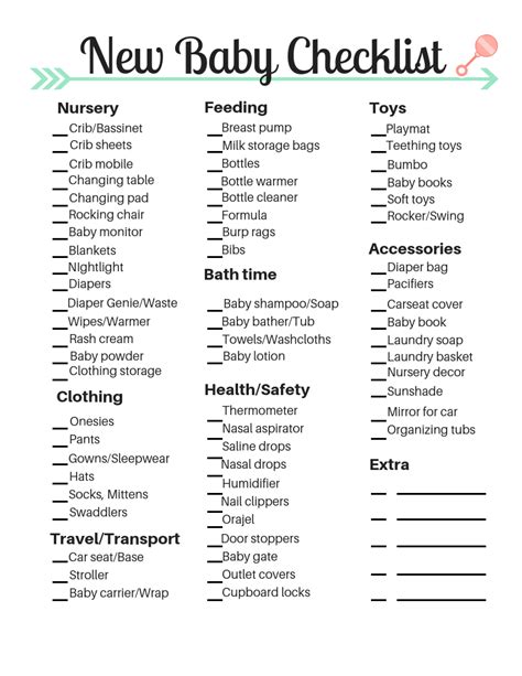 FREE New Baby Checklist! Printable! – Motivation for Mom | Baby ...