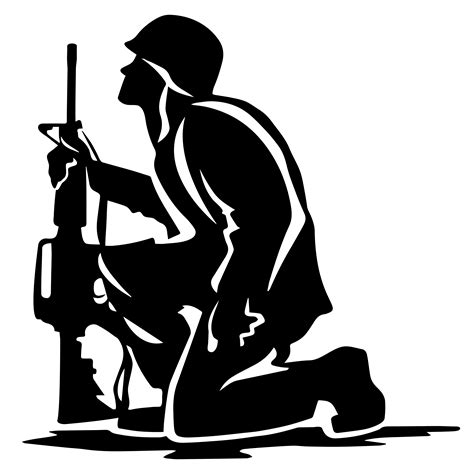 Military Soldier Kneeling Silhouette Vector Illustration 371742 Vector ...