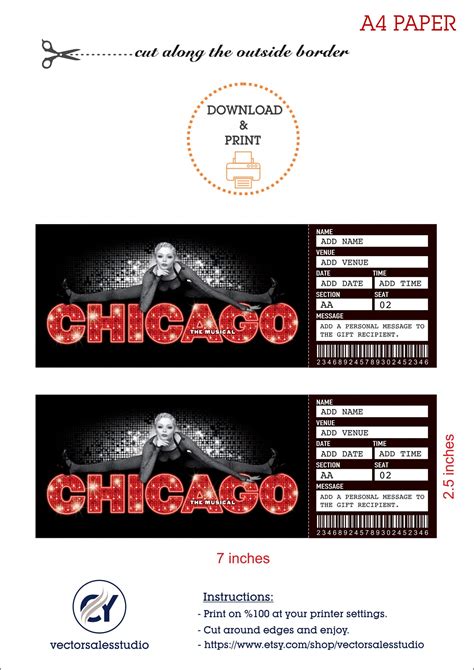 Printable CHICAGO Broadway Surprise Ticket. Editable Musical | Etsy