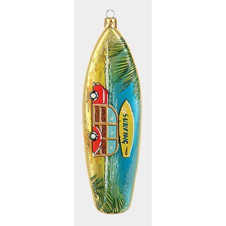 Surfboard with Woodie Car Polish Glass Christmas Ornament Surfing ...