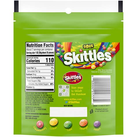 Skittles Nutrition Facts Label